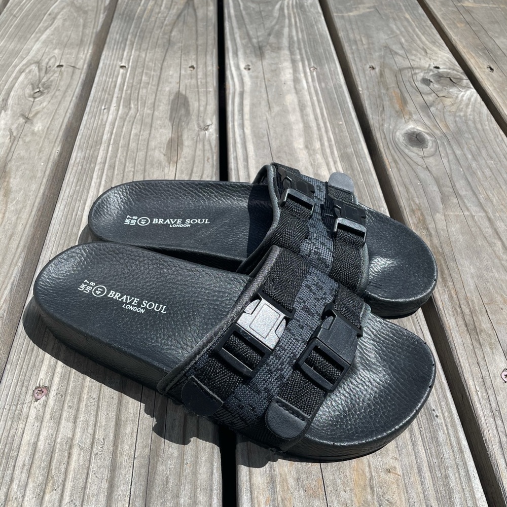 Black Slides With Straps (Not Adjustable) - image 2